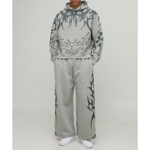 Survêtement d'hiver pour homme de qualité supérieure, 100 % coton épais, à capuche, décontracté, coupe ample, respirant, écologique et durable, couleur unie - Product Image 3
