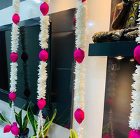 Karangan Bunga Lotus Putih Melati India Buatan Tangan Grosir untuk Dekorasi Pintu Rumah, Karangan Bunga Pernikahan, Hiasan Haldi, Mehndi, dan Latar Belakang