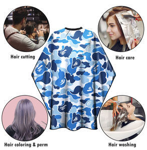 Cape de coiffure professionnelle IKZARSA en polyester camouflage violet et bleu, confortable, résistante à l'eau, pour salon de coiffure, usage professionnel, réglable - Product Image 4