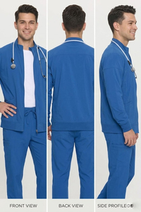 Blouses d'hôpital ajustées pour hommes, vestes de travail médicales pour infirmiers, médecins et personnel hospitalier, blouses à col montant et fermeture éclair pour hommes - Product Image 4
