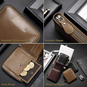 Carteras Cortas de Cuero Caqui Originales OEM con Diseño de Cremallera de Alta Calidad, Logotipo Personalizado, Capacidad para Múltiples Tarjetas, Curtido Vegetal, Nuevo - Product Image 6