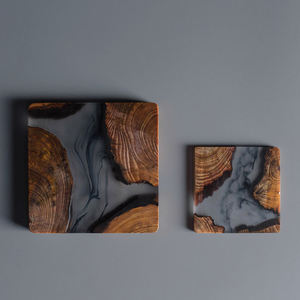Insulation coaster Personalized Rectangular <b>Large</b> Multi Functional Resin Wooden Board coaster with Epoxy Resin - Product Image 2