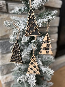 <b>Wooden</b> House Shape Lighted Christmas Hanging <b>Ornament</b> For Christmas Tree Holiday Home Party Festive Decoration Accessories - Product Image 6