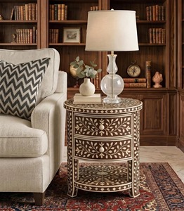 Table d'appoint florale moderne en os incrusté de haute qualité, mobilier de maison multifonctionnel pour chambre et salon, forme personnalisable - Product Image 4