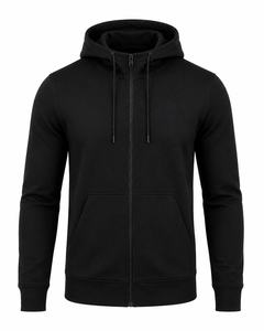 Sudadera con capucha corta para hombre, estilo casual de invierno, con cremallera, corte holgado, transpirable, ecológica, de secado rápido, anti-pilling, de algodón suave. - Product Image 1