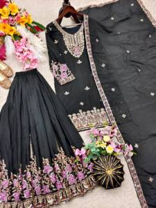 Shreeji Fashion Designer Indian Pakistani Cinon Silk Quick Dry Sharara Bollywood Dress Party Wear Suit Wedding - Product Image 4