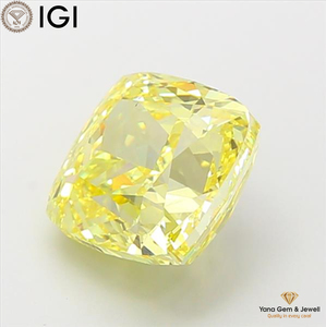 เพชรทรงสี่เหลี่ยมเจียระไนแบบ Cushion Cut ความสะอาดระดับ VS2 สีเหลืองแฟนซีสดใส น้ำหนัก 5.00 กะรัต รับรองโดย IGI เพชร CVD ที่เพาะเลี้ยงในห้องปฏิบัติการ สำหรับแหวน Sparkling Desire - Product Image 5