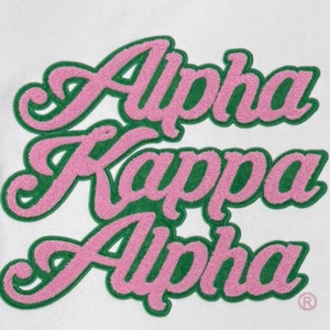 White Crew Neck Sweatshirt with Pink and Green Alpha Kapa Alpha Embroidery Long Sleeve <b>Pullover</b> <b>Womens</b> Casual Fashion Top Soft - Product Image 6