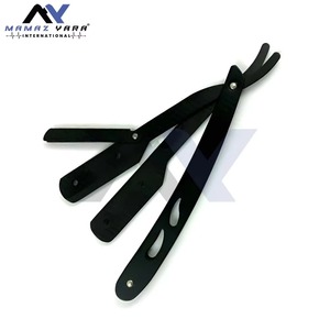 Rasoir de barbier pliant à bord droit en acier inoxydable de qualité supérieure, finition noire élégante, outil de rasage de précision professionnel - Product Image 4