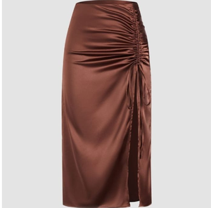 กระโปรงทรงกระบอกเอวสูงยาวถึงพื้นที่ใช้ลายซันเบิร์สต์ - Product Image 1