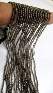 Perles de quartz fumé naturel, micro-facettées, rondes, de 2 à 2,5 mm, brin de 13 pouces - Product Image 3