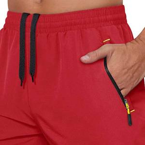 Ropa Deportiva para Hombre, Pantalones Cortos Deportivos de Poliéster y Algodón de Secado Rápido con Bolsillo, Ropa Deportiva Transpirable, Pantalones Cortos Rojos para Gimnasio - Product Image 2
