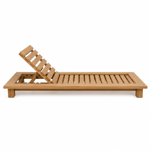 Chaise longue de jardin en teck massif, dossier réglable, pour extérieur, bord de piscine - Product Image 3