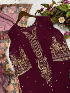 Vestido de Mujer de Alta Calidad, Estilo Pakistaní, para las 4 Estaciones, con Lentejuelas de Imitación de Georgette, Bordado Étnico, Diseño Moderno y Elegante - Product Image 2