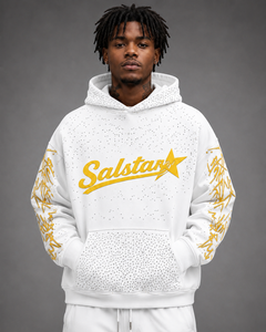 Sweat-shirt à capuche personnalisé avec strass blancs et manches graphiques, sweat-shirt streetwear surdimensionné, sweat-shirt à capuche avec logo personnalisé de qualité supérieure pour hommes - Product Image 3