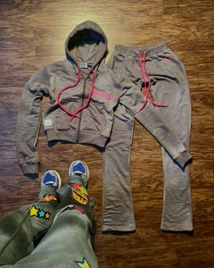 Conjunto Deportivo Gris con Capucha para Mujer Stargirl, Sudadera Casual con Cierre y Bolsillos Delanteros, Pantalones, Ropa de Otoño - Product Image 2