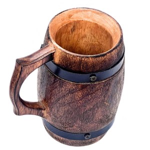 Chope à bière viking artisanale en bois avec anse en fer, style rustique médiéval, cadeau pour garçons d'honneur, vaisselle de la Renaissance - Product Image 3