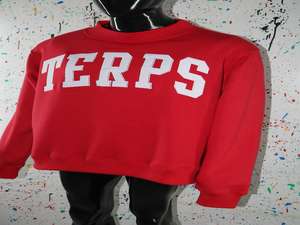 TERPS <b>RED</b> Mock Neck Sweatshirt 100% WHITE Applique Embroidery wide neck Sweatshirt CLUSH SPORTS - Product Image 3