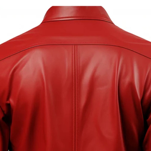 Men's Red PU Leather Dress <b>Shirt</b> Long Sleeve Turn-down Collar Solid Formal <b>Shirts</b> Autumn Wear - Product Image 5