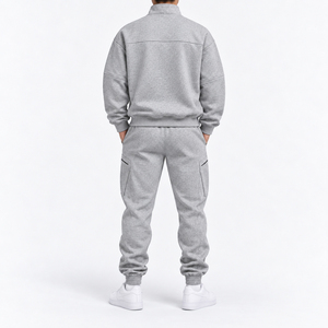 Men'<b>s</b> Long Sleeve Polyester Half-Zip Jogging <b>Suits</b> Set Breathable Autumn Winter Drawstring Pants Sportswear 2pcs Sets - Product Image 2