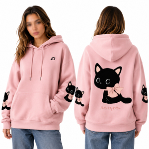 Sudadera con Capucha Oversize para Mujer con Estampado Gráfico, de Algodón Grueso y Felpa, Premium, para Otoño e Invierno, Suministro Personalizado de Marca Privada - Product Image 1
