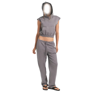 Premium Oversized Muscle Pullover and Straight Leg <b>Sweatpants</b> <b>Set</b> Women 2 piece <b>set</b> 100% Cotton Lounge <b>Set</b> Custom Factory OEM - Product Image 1