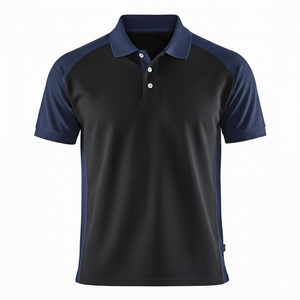 เสื้อโปโลชาย แขนสั้น สีดำกรมท่า แบบถัก ระบายอากาศได้ดี สไตล์ลำลอง - Product Image 1