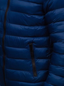 Chaqueta Acolchada con Capucha para Hombre, Azul, Corte Ajustado, Resistente al Viento, Cierre de Cremallera, Estilo Casual, Relleno de Poliéster, Grosor Regular, Largo Regular 2026 - Product Image 3