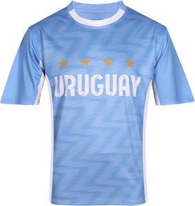 Camiseta Deportiva de Fútbol de la Selección Nacional de Uruguay, Color Azul Claro, Poliéster Resistente, Manga Corta - Product Image 1