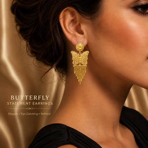 Elegant Butterfly Jewelry <b>Set</b> | Gold Plated Necklace <b>Earrings</b> <b>Bracelet</b> Ring | Women's Matching Bridal Wedding Fashion Jewelry - Product Image 3
