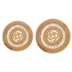 Handmade Round Shape Rattan Wooden Bamboo Coaster Set Classic Style Coffee <b>Mug</b> Glass Coasters <b>Holder</b> Wholesale - Product Image 3