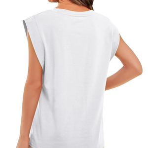 Camiseta sin mangas blanca transpirable para mujer, estilo oversize, streetwear, camiseta muscular, ajuste holgado, algodón, informal, lisa, top de verano. - Product Image 2