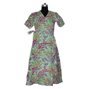 Bata de baño informal de verano para noche, albornoz de Bikini de playa con estampado de bloque de mano de algodón 100% para verano - Product Image 5
