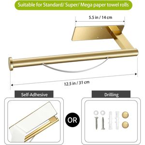 Porte-serviettes en papier à commande d'une seule main avec effet amortissant, accessoire de cuisine sous armoire avec adhésif disponible - Product Image 4