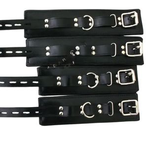 Arnés de sujeción de cuero auténtico con esposas para muñecas para juegos de control - Product Image 6