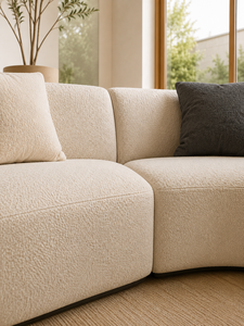 Set di Divani Curvi Sudut <span class=keywords><strong>Luna</strong></span> in Stile Moderno e Minimalista, Tessuto Premium Ecologico, Arredamento per Soggiorno e Appartamento, Adatto per Uso Alberghiero - Product Image 3