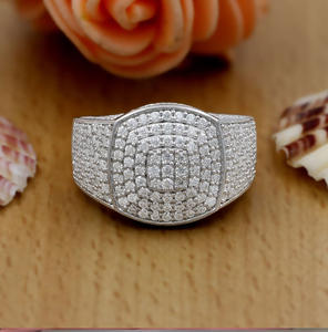 Anillo de Compromiso Estilo Hip Hop con Diamante Moissanite de Corte Redondo, Anillo de Plata de Ley 925 con Incrustaciones de Diamantes, Regalos de Boda y Aniversario para Hombre - Product Image 1