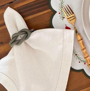 Anneau de serviette en coton vert double - Product Image 1