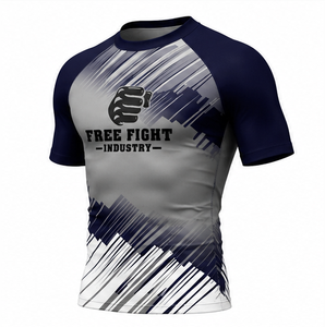 Ensemble Rash Guard Extensible à Manches Courtes pour Homme Adulte MMA BJJ Grappling Respirant Séchage Rapide Léger Spandex/Polyester - Product Image 3