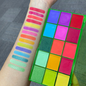 พาเลทอายแชโดว์นีออน 15 สี, พาเลทแต่งหน้าสีสดใสเนื้อแมตต์และชิมเมอร์ - Product Image 2