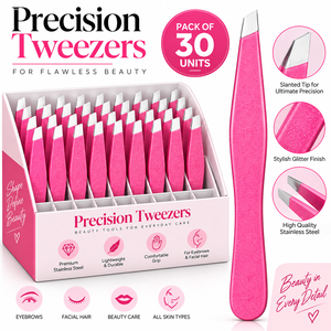 Pinzas Profesionales de Precisión para Cejas, Hechas a Mano en Acero Inoxidable, Punta Inclinada, Duraderas y Ligeras para Cejas y Rostro - Product Image 1