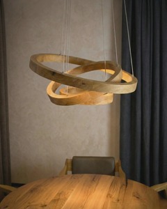 KHOOSI OVERSEAS Wooden Circle Pendant <b>Light</b> With LED Ring Design For Indoor Lighting <b>Fixtures</b> - Product Image 6