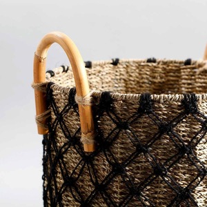 Set Of 3 Natural Black Seagrass Rattan Tassel <b>Storage</b> <b>Basket</b> Handmade <b>Storage</b> <b>Basket</b> Wholesale eco-friendly Made in Viet Nam - Product Image 6