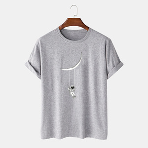 Camiseta de algodón grueso de 400 g/m², estilo urbano, con logo personalizado, cuello redondo, lisa, estampada, con logo personalizado para camisetas de hombre - Product Image 6