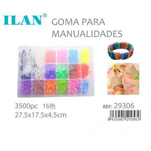Elastici per artigianato Ilan, 3500 pezzi, 16 colori, 27,5x17,5x4,5 cm - Product Image 1