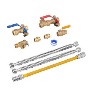 Valvole di isolamento 600 WOG a doppia uscita da 3/4 di pollice per acqua calda e fredda, kit di riparazione idraulica con valvola limitatrice di pressione per componenti di scaldabagni - Product Image 1