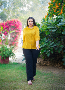 Cotton Flex Printed Plus Size Shirt Mustard Slim Collar Regular Sleeves Women's Casual Wholesale Ladies Designer Ethnic <b>Top</b> - Product Image 6