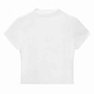 T-shirts courts pour femmes en polyester et élasthanne, personnalisables avec logo, style col montant, pour universités et collèges, vente en gros - Product Image 3