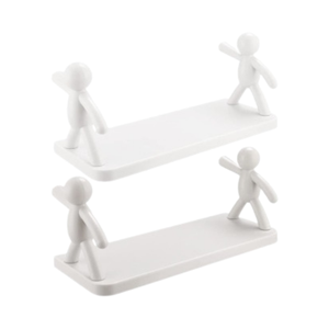 Creative White ABS Storage <b>Shelf</b> Cute Doll Stand Holder with Cosmetics Rack Versatile Bathroom <b>Organizer</b> Carton Style Unit - Product Image 3