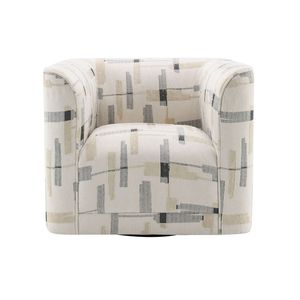 Poltrona Girevole Darya in Tessuto Beige con Motivo per Soggiorno - Product Image 6